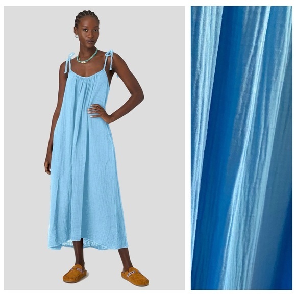 XiRENA Dresses & Skirts - XiRENA Blue Cotton Gauze Joli Maxi Midi Dress XS